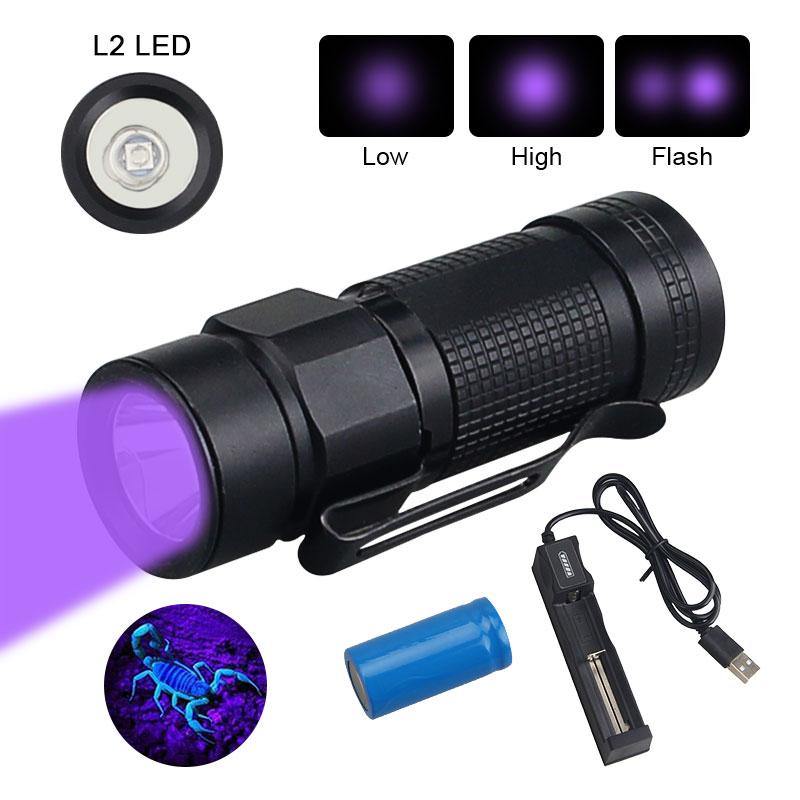 Mini Torch LED Rechargeable Flashlight 395nm/Red/White Portable Pocket Pen Flashlight High Power Bank Camping Waterproof Lantern