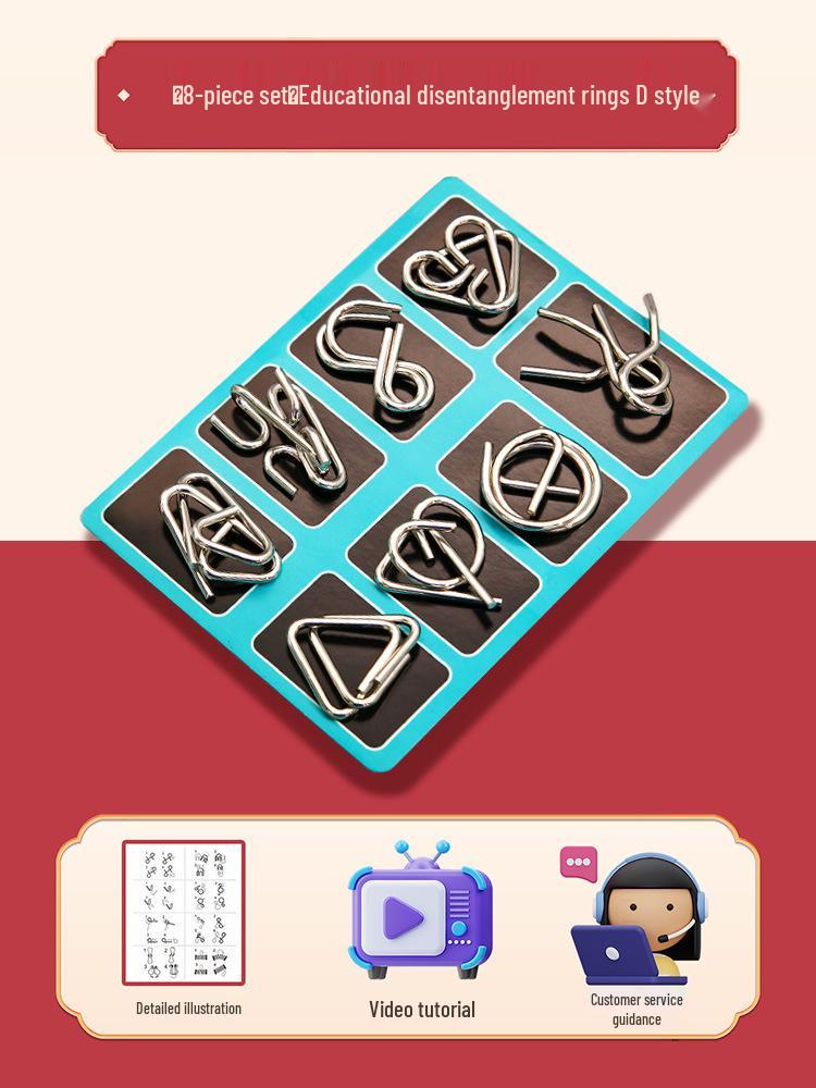 

Interlocking Metal Ring Puzzle Set: Nine Rings for Cognitive Development and Stress Relief