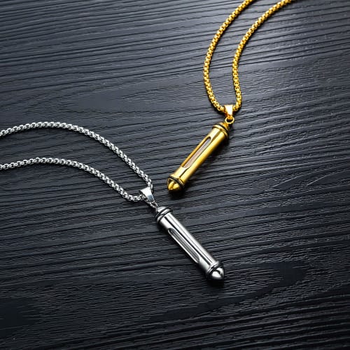 Rockyu Women's Silver Memorial Necklace with Detachable Perfume Bottle Pendant, Titanium and Glass, Perfect for Keeping Ashes, Memorial, and Mementoes