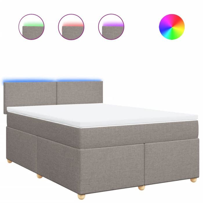 VidaXL Sommier à lattes de lit avec matelas Taupe 160x200 cm Tissu 3289028