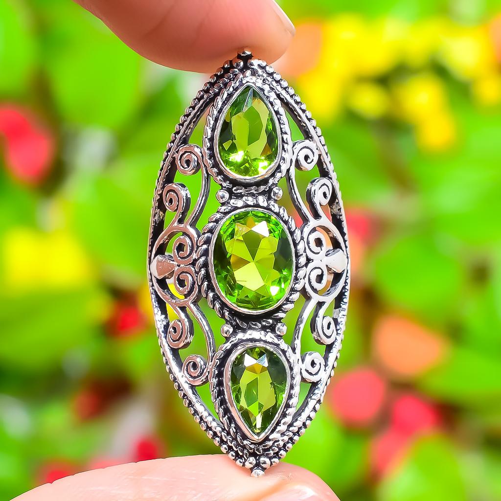 Peridot Gemstone 925 Sterling Silver Gift Jewelry Ring Size 8.5