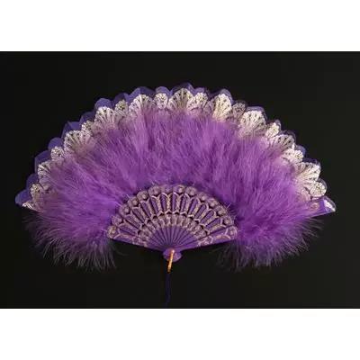Japanese-Style Lolita Retro Black and White Lace Lolita Embossed Floral Folding Fan Tea Party Feather Fan