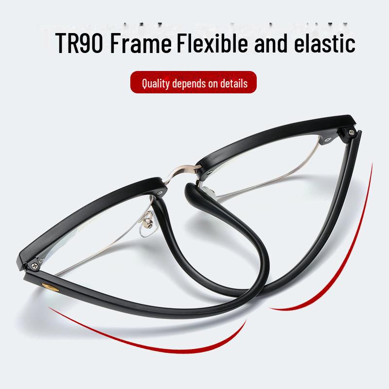 Men's Retro Half-Frame Anti-Blue Light Reading Glasses 100-400° - Comfortable Eyebrow Design