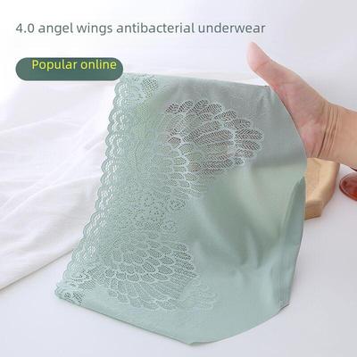 Nahtloser Damen-Slip aus Spitze und Eisseide mit Baumwoll-Schritt