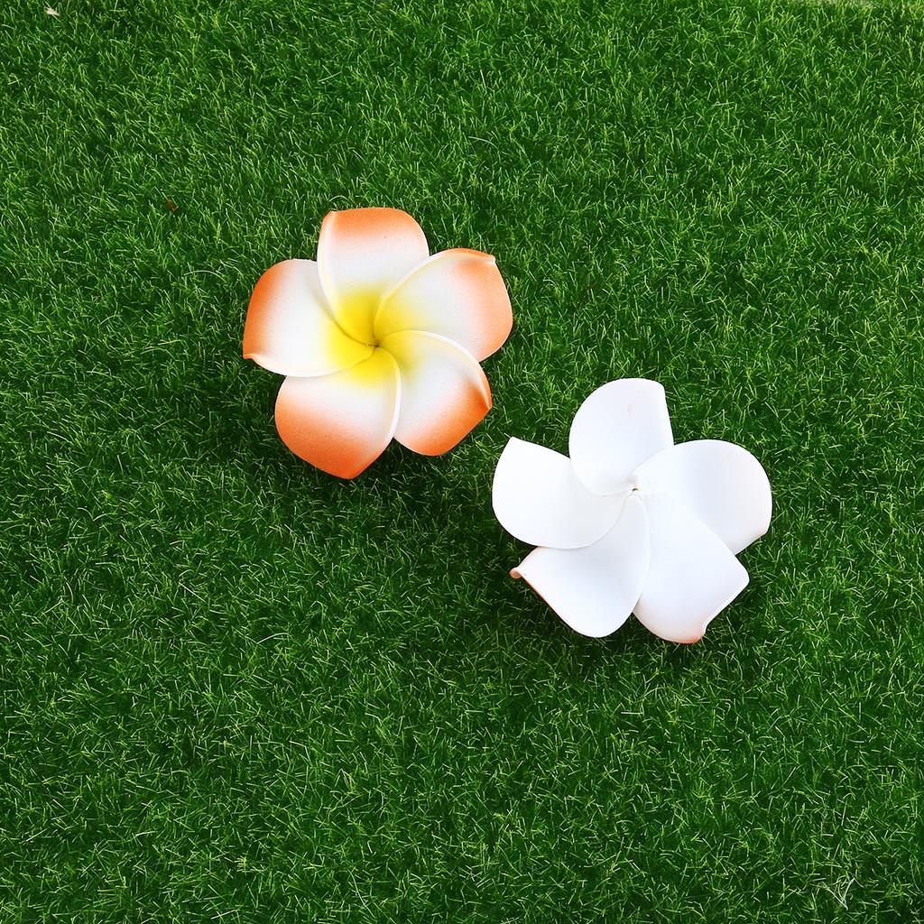 100Pcs 6Cm White Foam Flower Set Artificial Plumeria Hawaiian Frangipani for Wedding Party Decoration DIY Hair Accessories Beads
