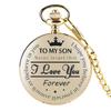 Newly Engraved Personalized Pattern Vintage Quartz Pocket Watch Chain for Son's Gift
