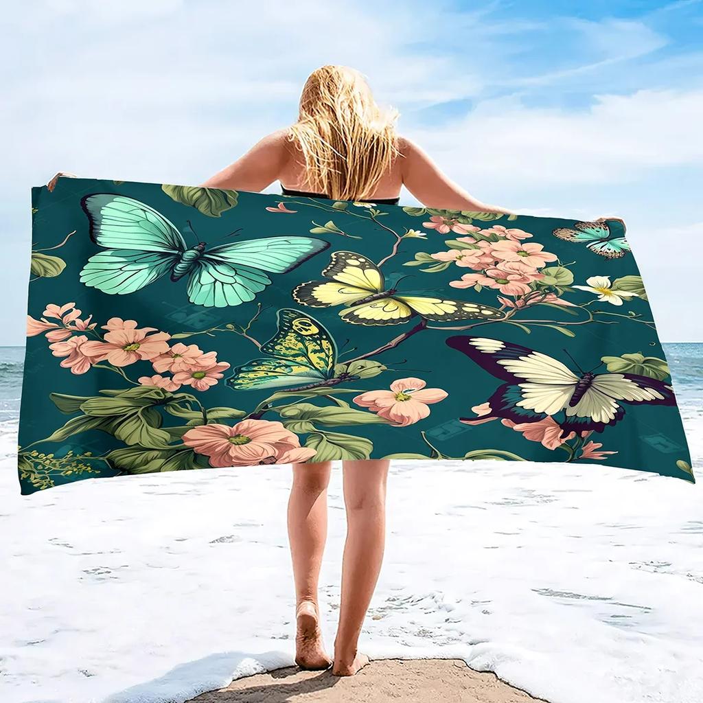 Butterfly Microfiber Beach Towels Oversized,Sand Free Beach Towel for Adults Kids Men Women Absorbent Quick Dry Pool Towel