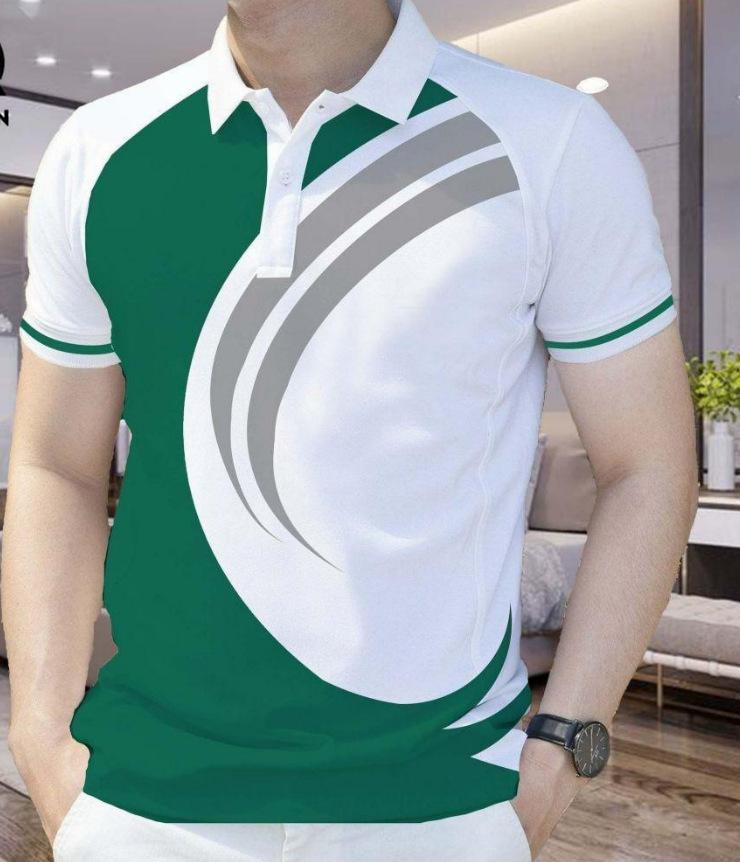 Sleek short-sleeve polo shirt, trendy design for casual daily wear.