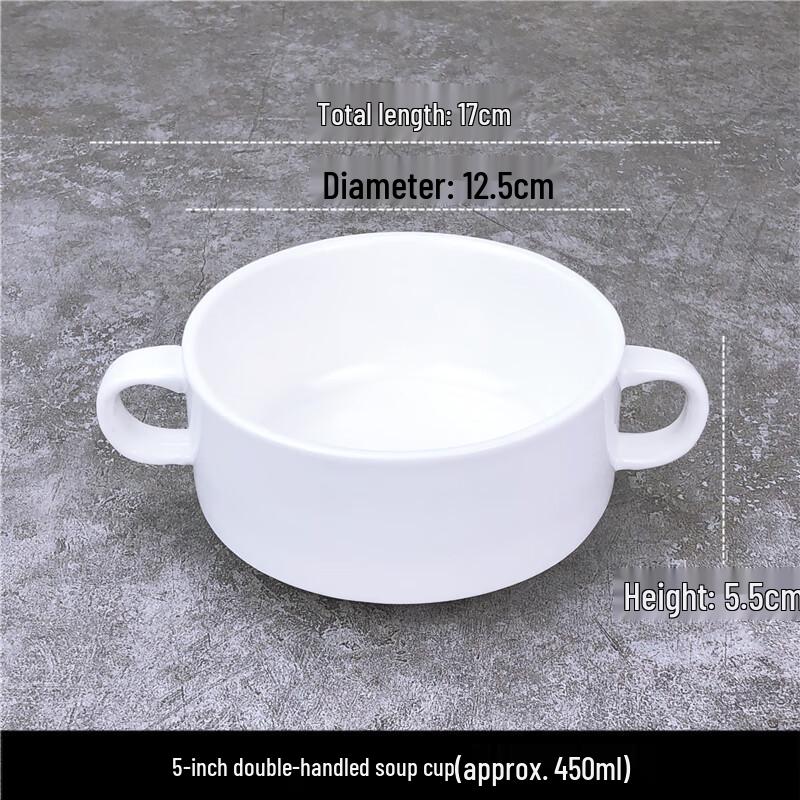 Elegant White Ceramic Double-Handled Soup Cups