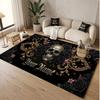 Totenkopf Gothic Thema Weicher Kristall-Samt Teppich Benutzerdefinierter Name & Text Druck Rutschfester Boden Teppich für Schlafzimmer Wohnzimmer
