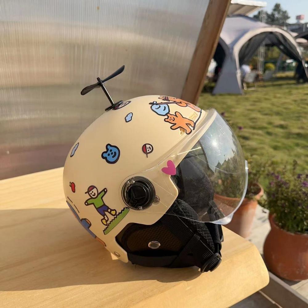 Battery Car Helmet Male and Female Student Cartoon Couple Four Seasons Universal Safety Hat National Standard Winter Ear Protection Half Helmet