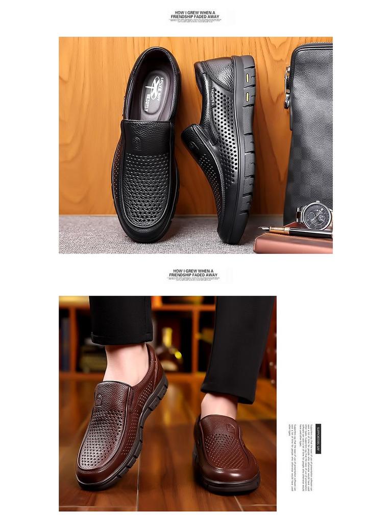 Men's 2025 Genuine Leather Sandals - Comfortable, Breathable, Soft Sole Dad Shoes