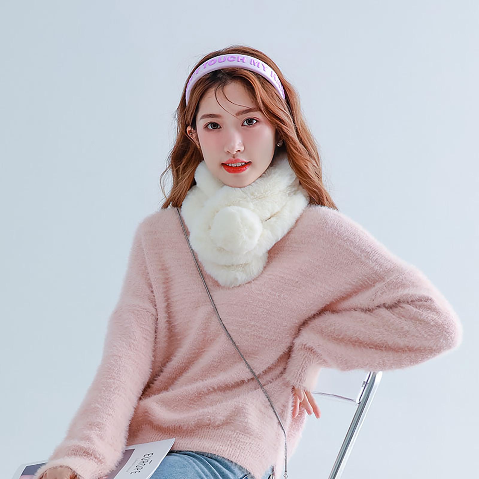 

Женский осенне-зимний модный шарф, утепленный теплый плюс шарф, плюшевый шарф белый