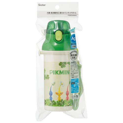 Skater Children's Plastic Water Bottle 480ml One Push Open/Close Antibacterial Child Friendly Lightweight Antibacterial Treatment Made in Japan Ninten