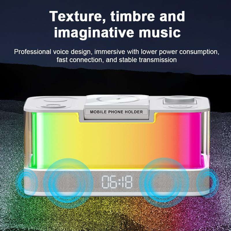 6 in 1 Air Version Desk Lamp Fast Charging Portable Speakers Alarm Clock Night Lights 3 in 1 Wireless Charger