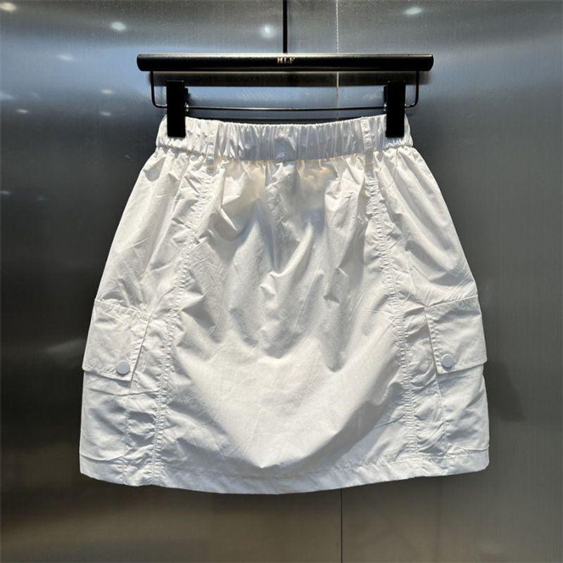 Summer New Drawstring Design Multi-Pocket Workwear A- line Skirt Loose Slim Looking Casual Easiest for Match Exposure-Proof Skirt