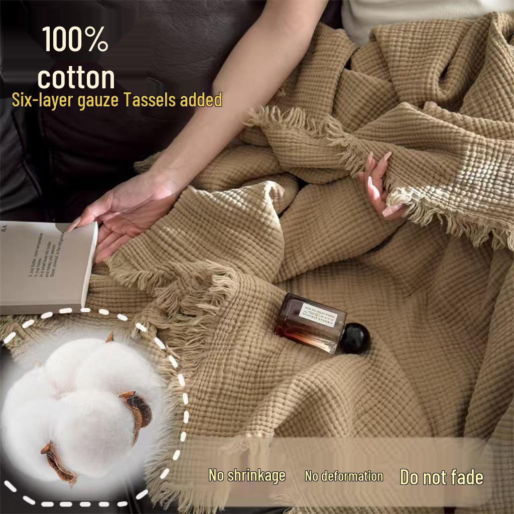 2025 A-Class All-Cotton Summer Quilt: Solid Color Gauze Blanket for Air Conditioning & Travel