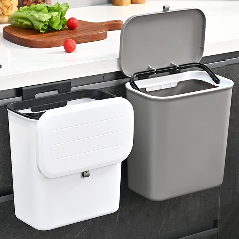 1/2Pcs Effortless Cleanup Space-Saving White Wall-Mounted Trash Bin For Kitchen - Durable Plastic Multi-Functional Garbage