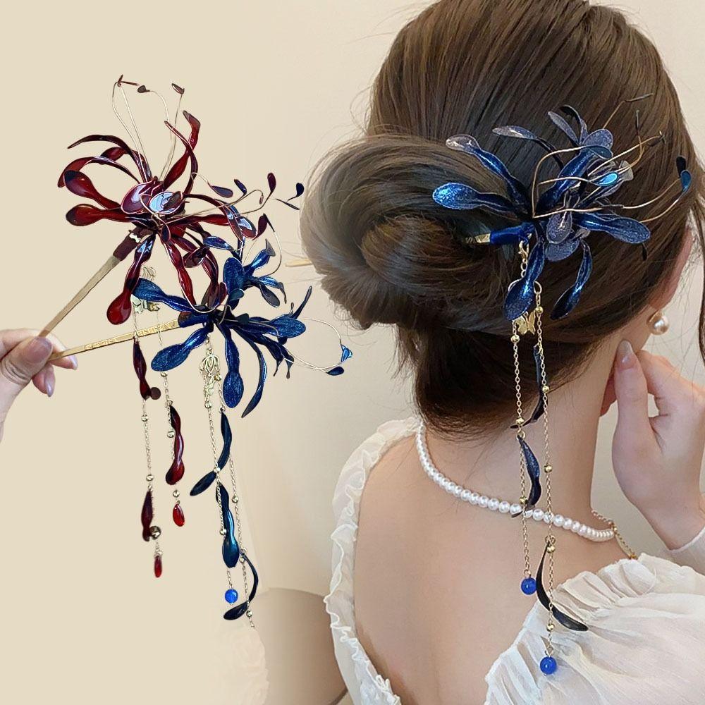 Super Fairy Dripping Oil Tassel Hairpins Hanfu Chopsticks  For Woman Girl Hair Accessories