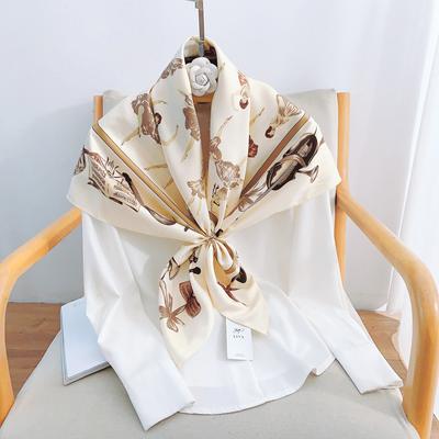 90CM Four Seasons Square Large Square Scarf Luxury Decorative Shirt Professional Headscarf Hairband Sunscreen Headscarf