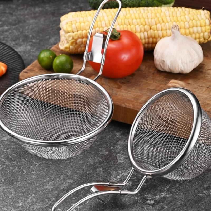 Professional Stainless Steel Fine Mesh Filter Hanging Edges Multipurpose Kitchen Tool Dishwasher Safe Skimmer