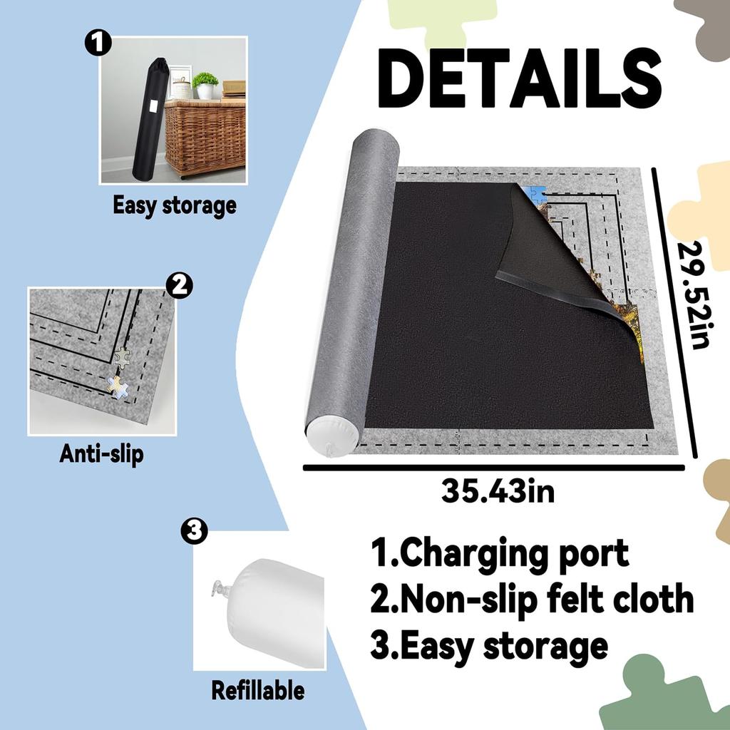 Puzzle Saver with Lid 1000 1500 Pieces Puzzles Board Storage Cover Transport Pump Glue Portable Felt Inflatable Stick Organizer Pad Tabletop Frame