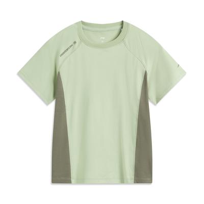 Li Ning CF Outdoor Series Einfarbig Cool Comfort Hautfreundlich Antibakteriell Kurzarm T-Shirt Damen Tops Bohnenpasten-Grün ATSV196-5