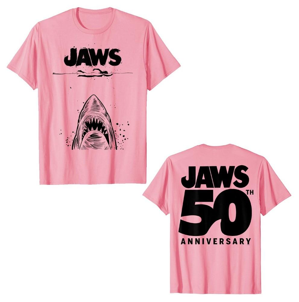 Jaws 50th Anniversary Poster Black amp; White Sketch 2-Sided T-Shirt Unisex T-Shirt M