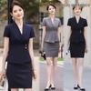 Women's Professional Gray Summer Suit - Elegant Workwear for Beauty Salons and Jewelry Stores