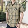 Cămașă bărbați în carouri buzunare de vară Cămașă cu guler răsturnat pentru birou