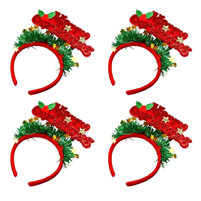 Set of 4 Sparkling Christmas Letter Headbands Christmas Letters Headbands for Girl Christmas Hair Accessories for Women
