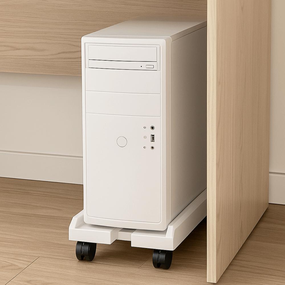 Black White Ventilated PC Rack Adjustable Under Desk CPU Holder Durable Computer Tower Stand  Floor
