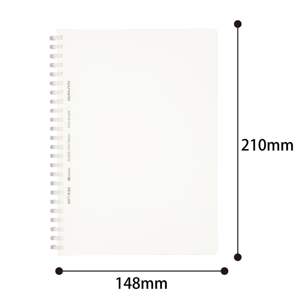 Soft Ring Notebook Clear 80-Sheet A5 Dot-Grid Ruled Clear -SV538WT-T