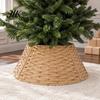 Christmas Tree Collar Handwoven Rattan Collar, Natural Brown Base Skirt, Decorative Indoor Ornament Wicker Stand Cover for Home Office Floor