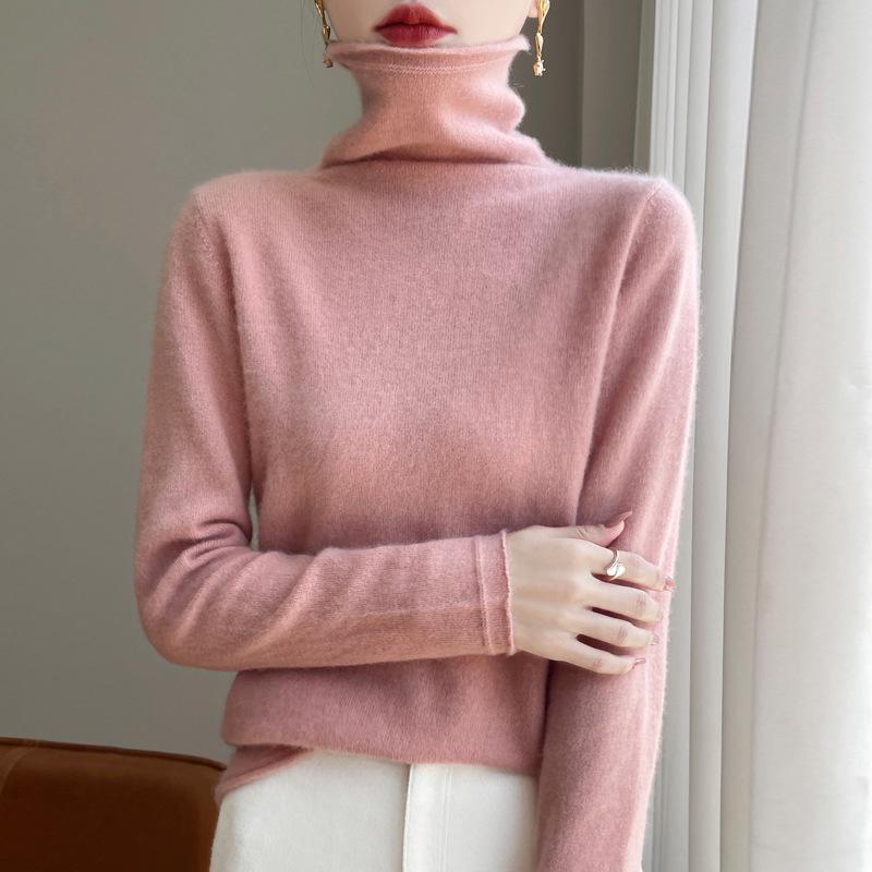 Women's Pure Wool Turtleneck Sweater - Autumn/Winter Fashionable Knitted Cashmere Pullover