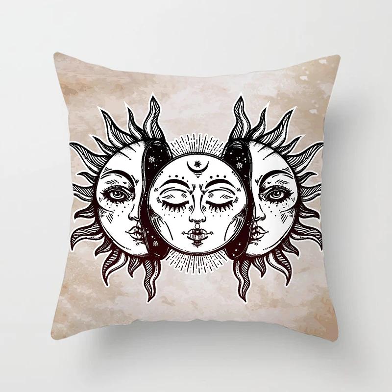 Home Decor Sun & Moon Themed Cosmic Throw Pillow Covers Pattern Cushion Cover Suitable For Sofa Bedroom Car Pillow Cover
