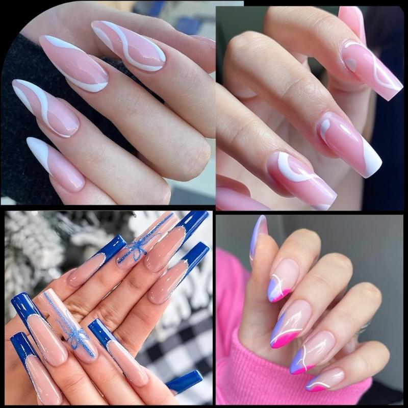 288PCS Poly Nail Gels Duals Forms Nail Builder Extension Gels Nail Mold Full Cover Acrylic False Nail Tips Duals Forms
