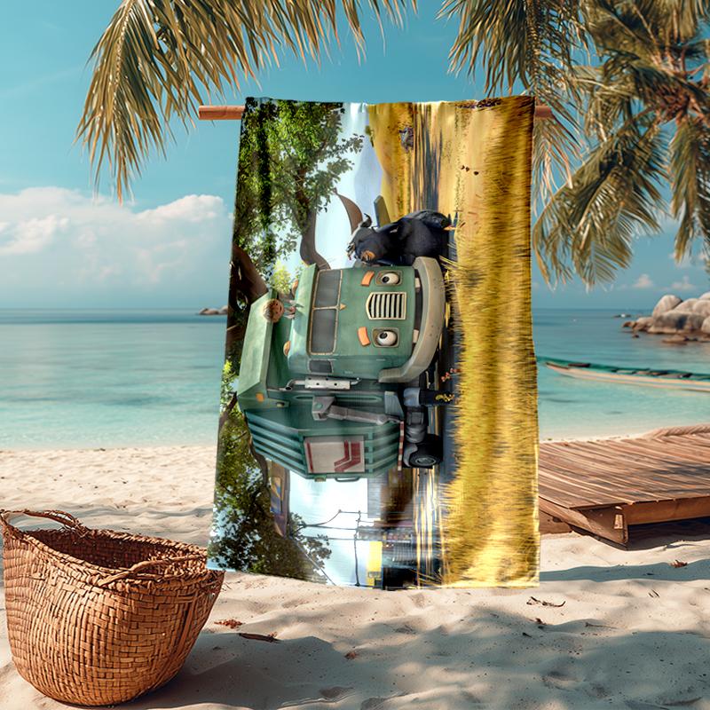 Ultra-Soft Beach Towel with Trash Truck Theme,Ideal for Pool - Camping, Diving - Perfect Travel Essential, Vibrant Beach Towel.