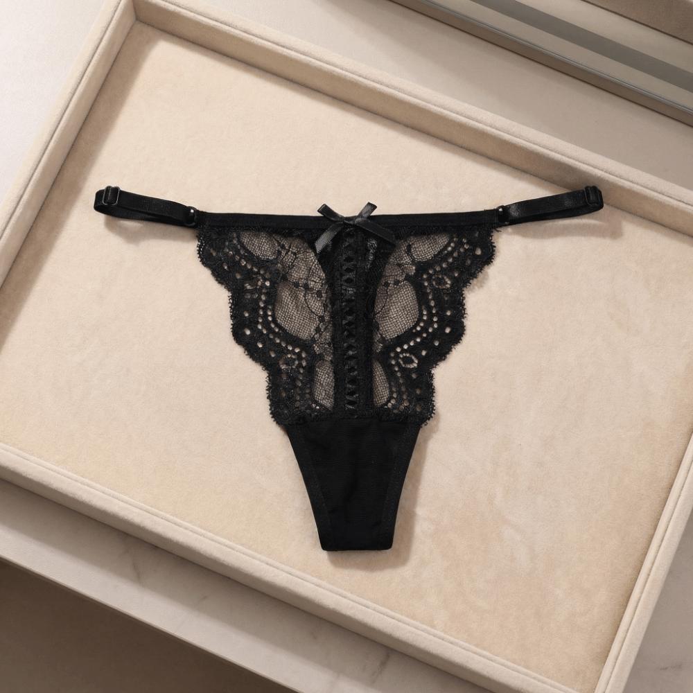 Transparent Lace Thong Bow Panties Mesh Lace Briefs Sweet Underwear for Women  Lady