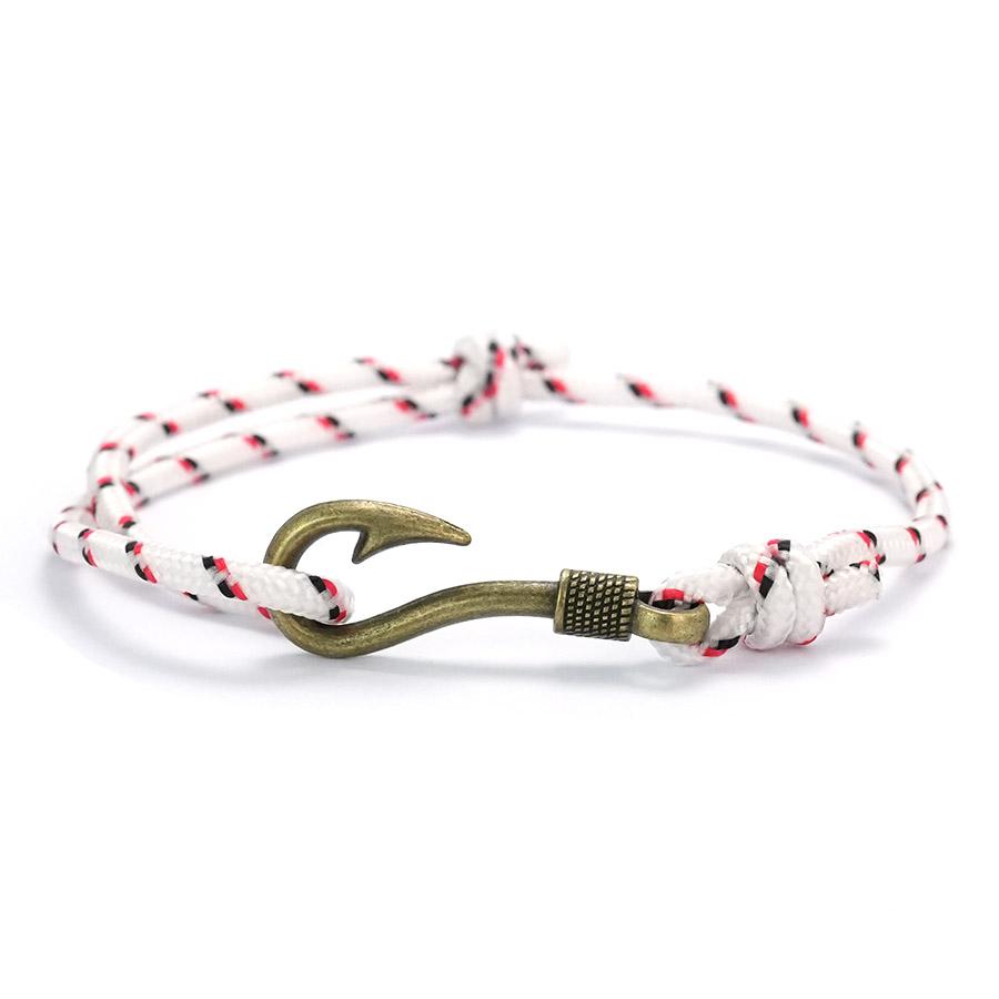 Retro Fishhook Bracelet Men Multicolour Adjustable Nautical Beach Surfing Hand Accessories Lucky Red Paracord Braclet Pulseras