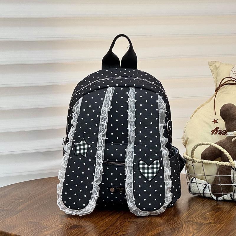 Cute Polka Dot Lop Ear Bunny Backpack 2026 Spring Summer Student Schoolbag Casual Daily Travel Shoulder Bag