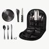 9/10/20sets Outdoor Travel Stainless Steel Tableware Camping Barbecue Plate Clip Steak Knife Fork Spoon Set Portable Storage Bag