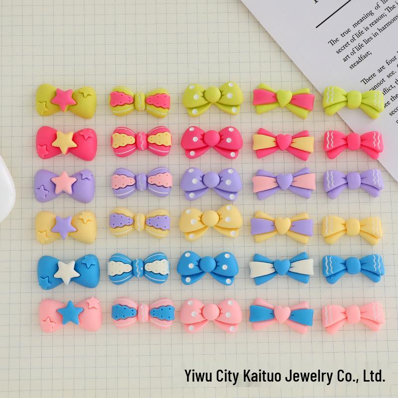Bowknot Resin Accessories: Vibrant DIY Hair Clips, Phone Case Charms, Fridge Magnets, Crocs Decorations, and Car Adornments.