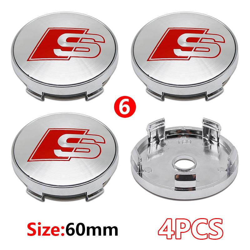4Pcs 56mm Wheel Rim Hubcap Identity Overlay For 5w RS B8 B9 S A3 8V A4A6 C7 C6 A5 Q3 Q5 Q7 A1 Motorsport Tuning Accessoryw5