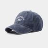 Unisex Embroidered Baseball Cap Washed Adjustable Sun Hat Soft Top Peaked Hat