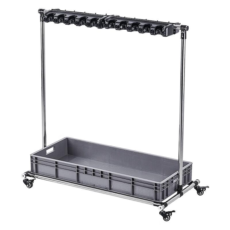 Mobile Mop & Broom Organizer with Storage Rack
