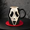 Durable Glazed Ceramic Drinkware Horror Face Coffee Mug Unique Mask Water Comfortable Handle Tea Cup Cup 385ml Capacity Decorative for Halloween