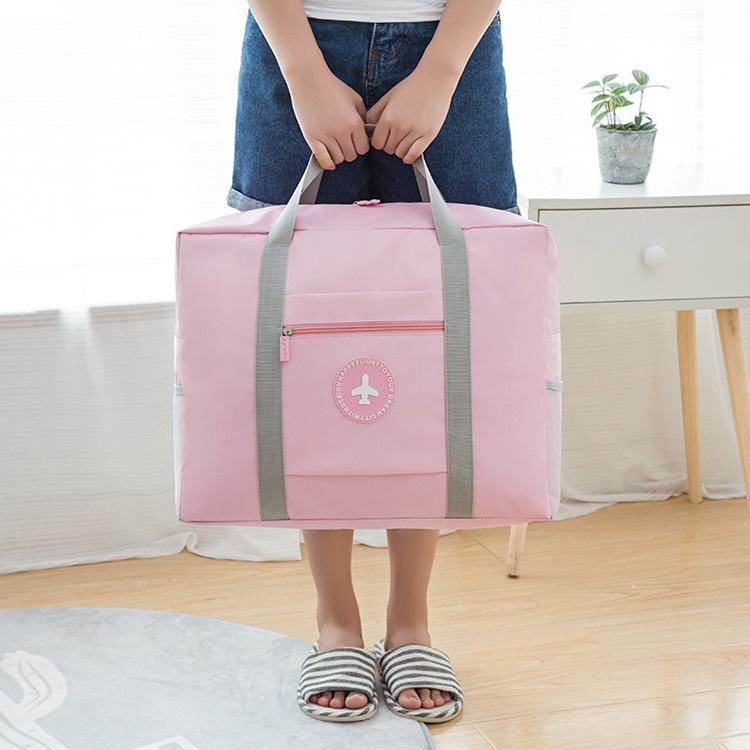 Extra Large Japanese Trolley Bag - Solid Color, Foldable, Round Label, Travel & Quilt Storage