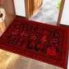 Paillasson Festif Rouge Style Chinois - Tapis d'Entrée Anti-Salissures pour le Nouvel An