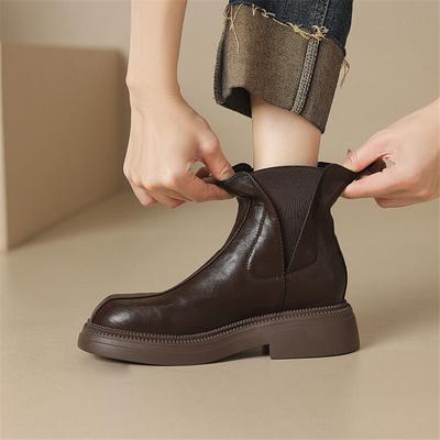Modă Nou Toamnă Iarnă Femei Cizme Pantofi cu Platformă pentru Femei Vârf Rotund Cizme Scurte Cizme de Modă Toc Gros Cizme de Cavaler Lucrate Manual